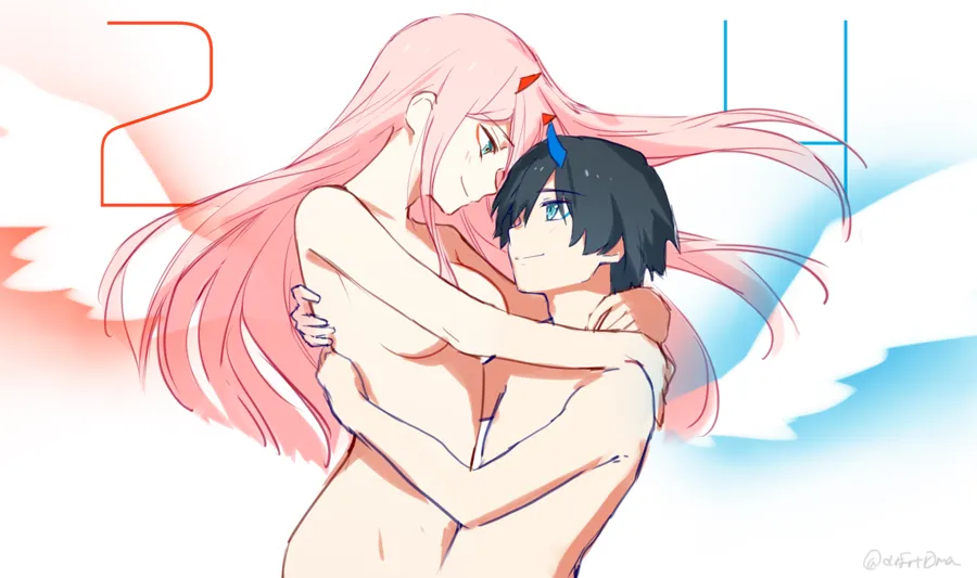 Zero Two (Darling In The Franxx), Hiro (Darling In The Franxx) by Toma (Norishio)