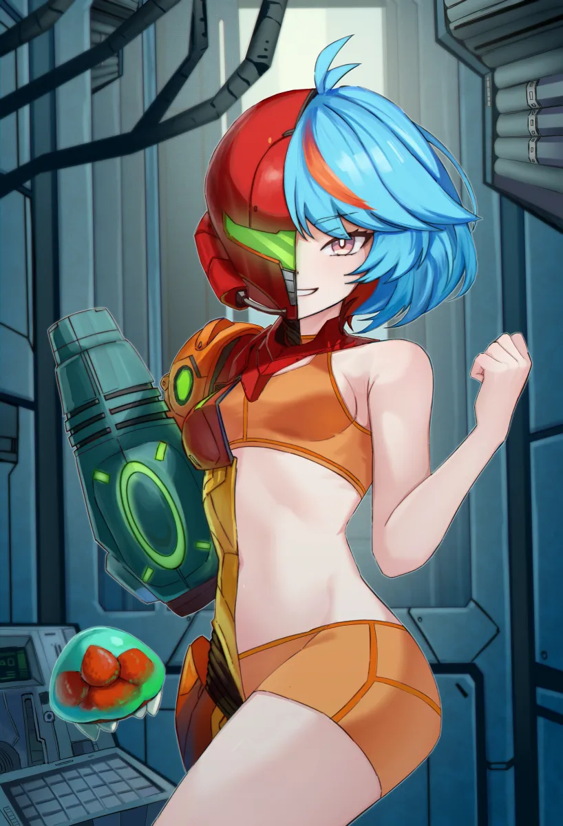 Samus Aran, Metroid (Creature) by Krow (Elkrow2)