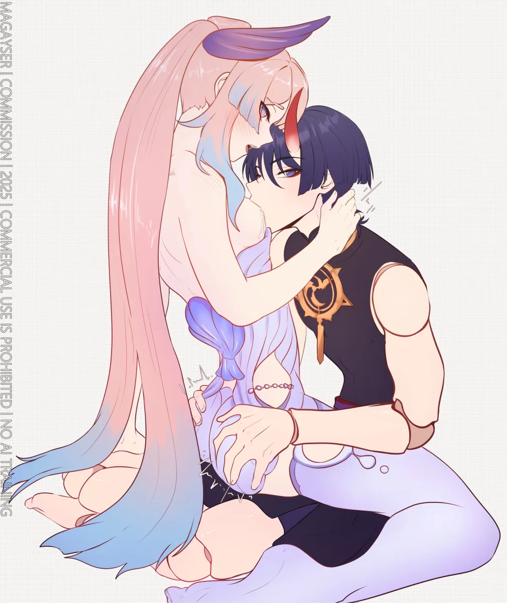 Scaramouche (Genshin Impact), Sangonomiya Kokomi by Magayser