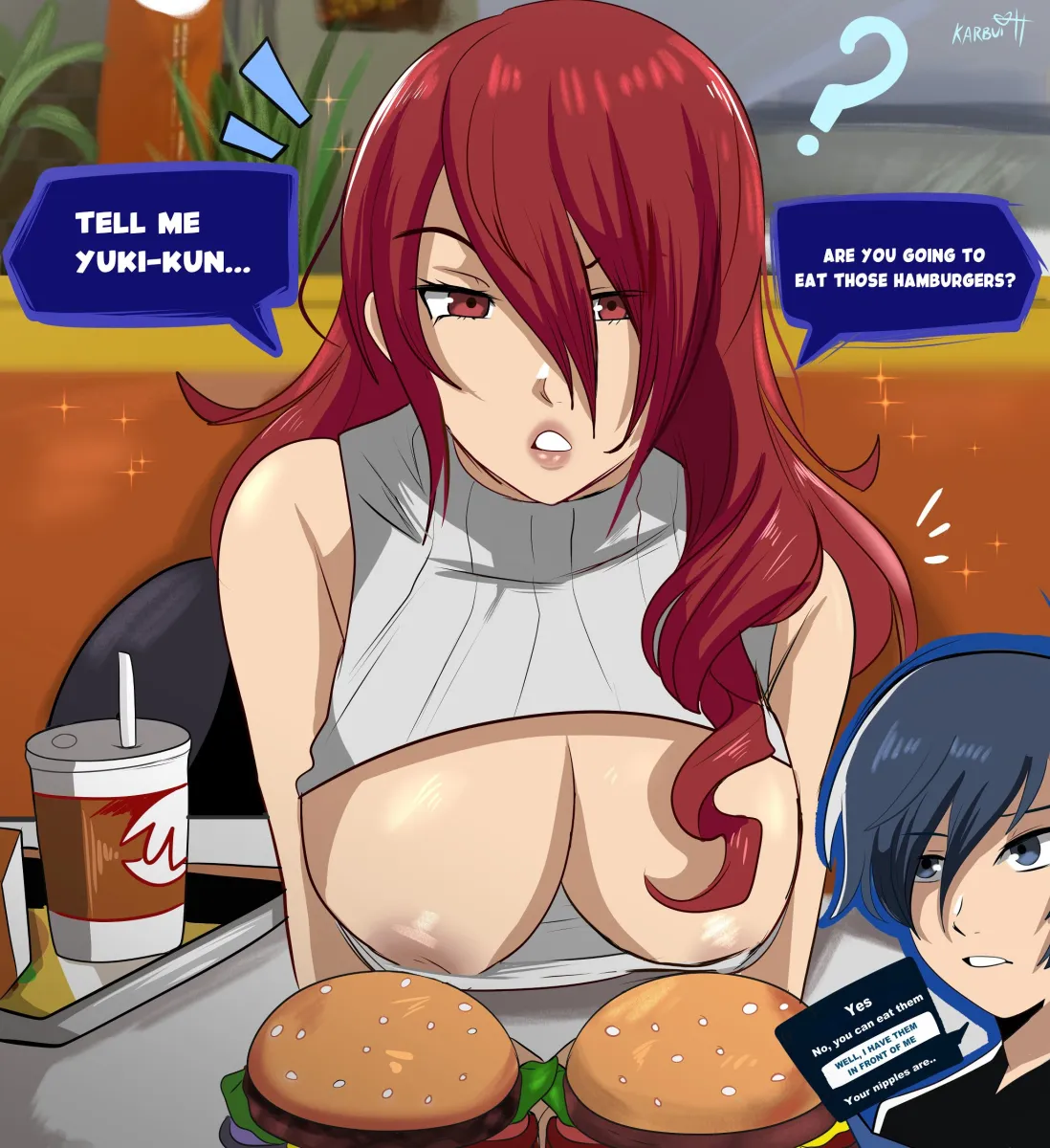 Yuuki Makoto (Persona 3), Kirijou Mitsuru by Karbuitt