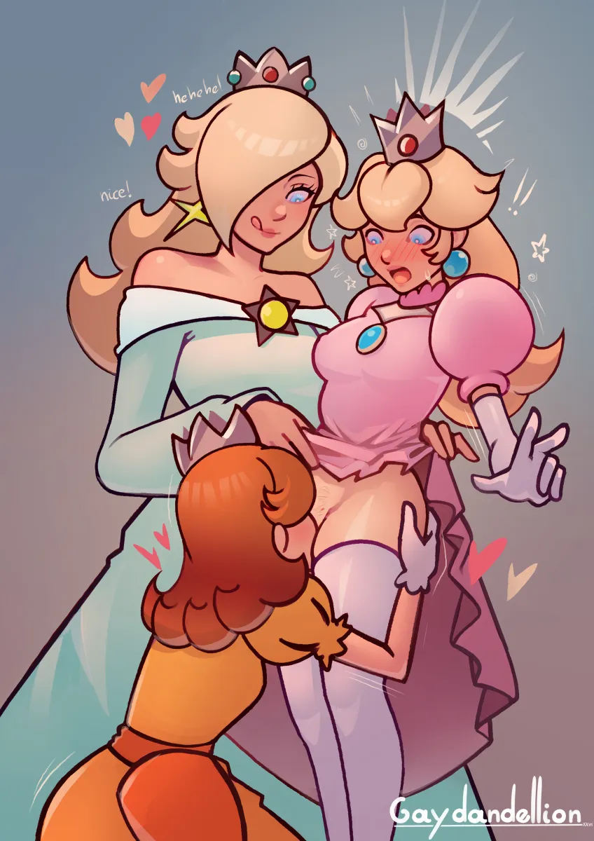 Princess Peach, Rosalina by Gaydandellion