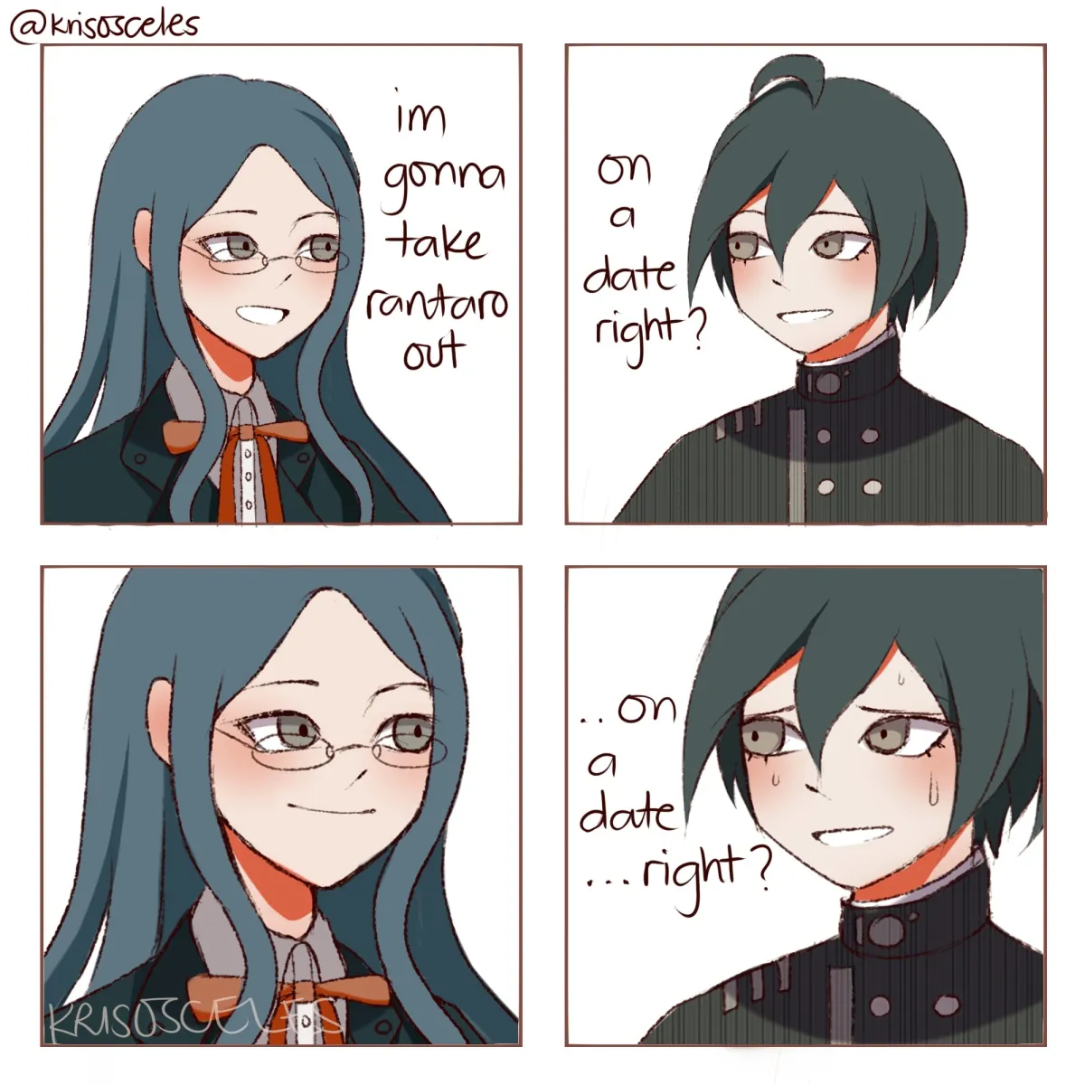 Saihara Shuichi, Shirogane Tsumugi by Krisosceles