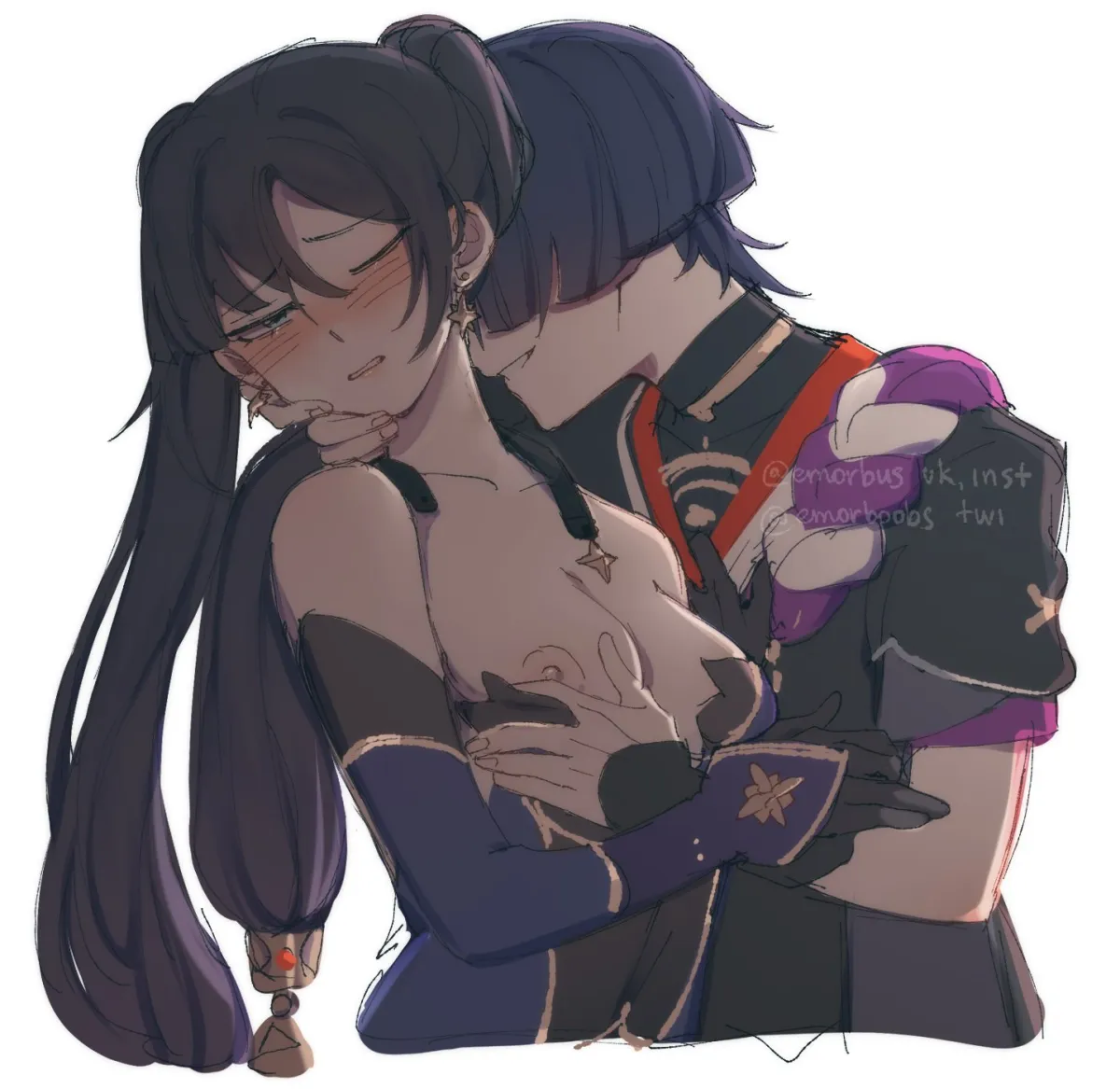 Scaramouche (Genshin Impact), Mona (Genshin Impact) by Emorboobs
