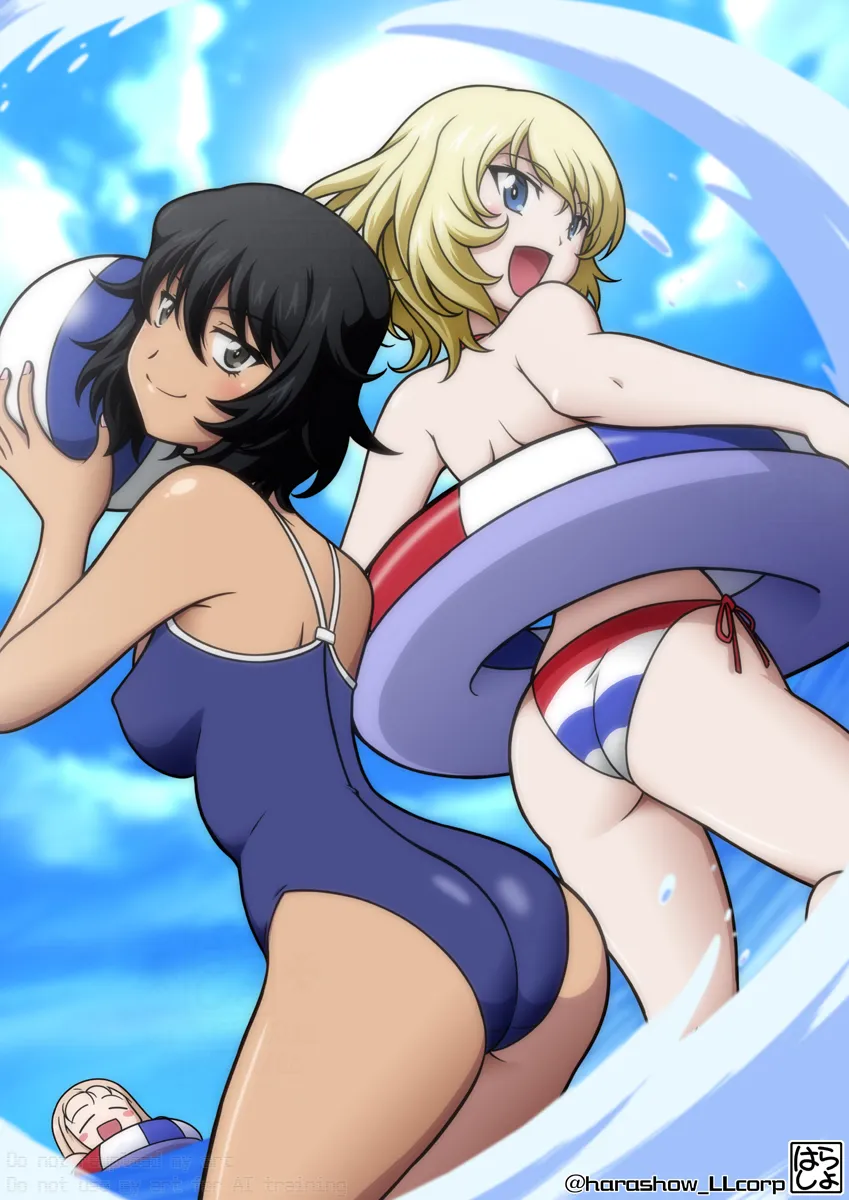 Andou (Girls Und Panzer), Oshida (Girls Und Panzer) by Harada Shoutarou