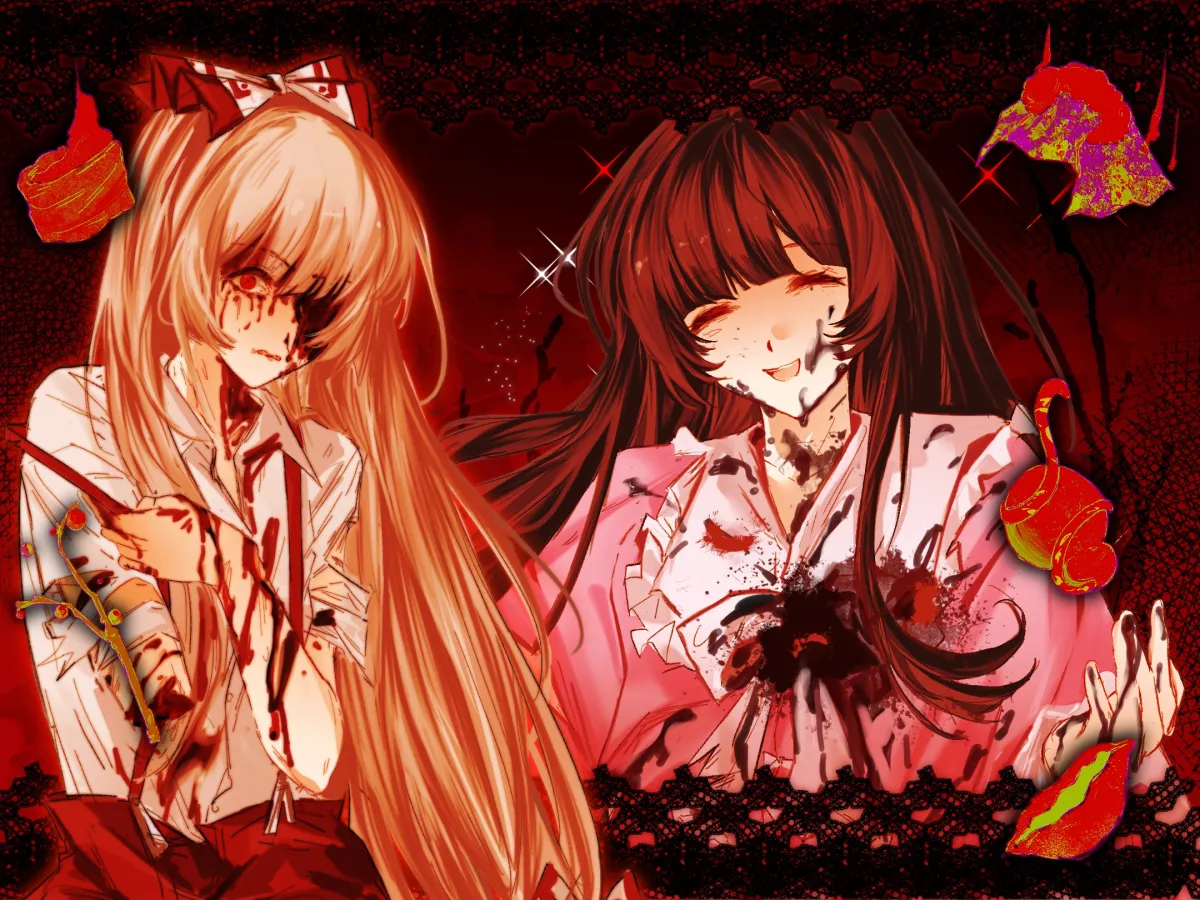 Fujiwara No Mokou, Houraisan Kaguya by Alulue1