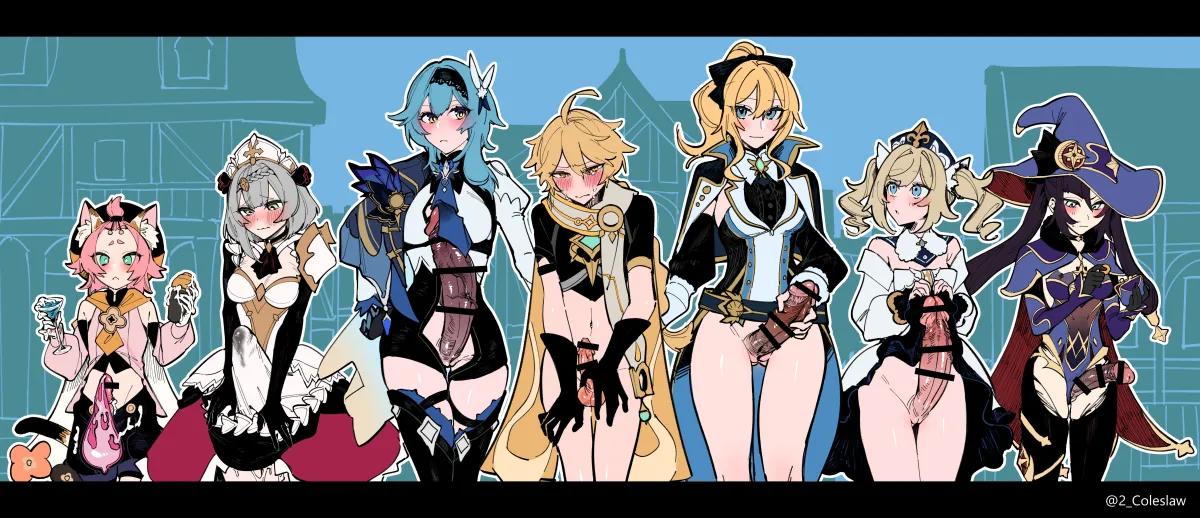 Aether (Genshin Impact), Mona (Genshin Impact) by Mirin Chikuwa