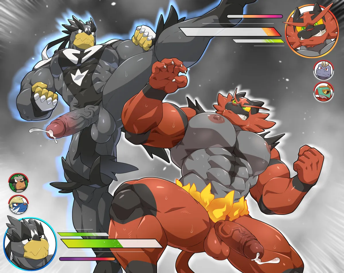 Incineroar, Machoke by Maldu (Chokeylover)
