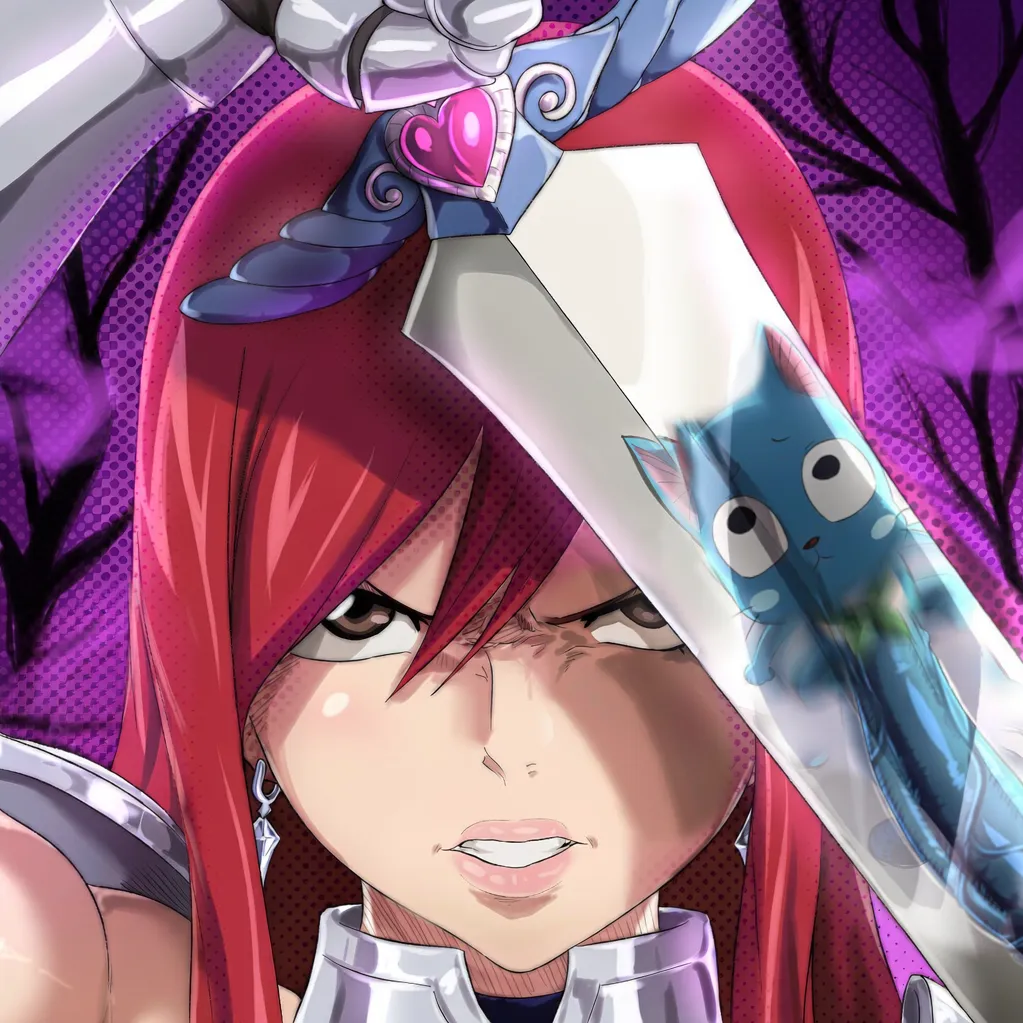 Erza Scarlet, Happy (Fairy Tail) by Jakonikonthesecond