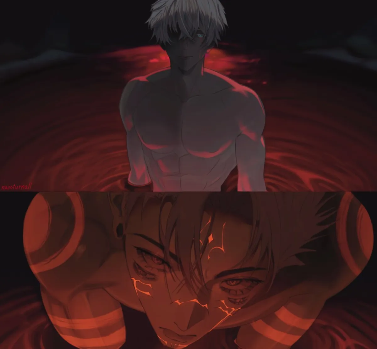 Gojo Satoru, Ryoumen Sukuna (Jujutsu Kaisen) by Naocturnall
