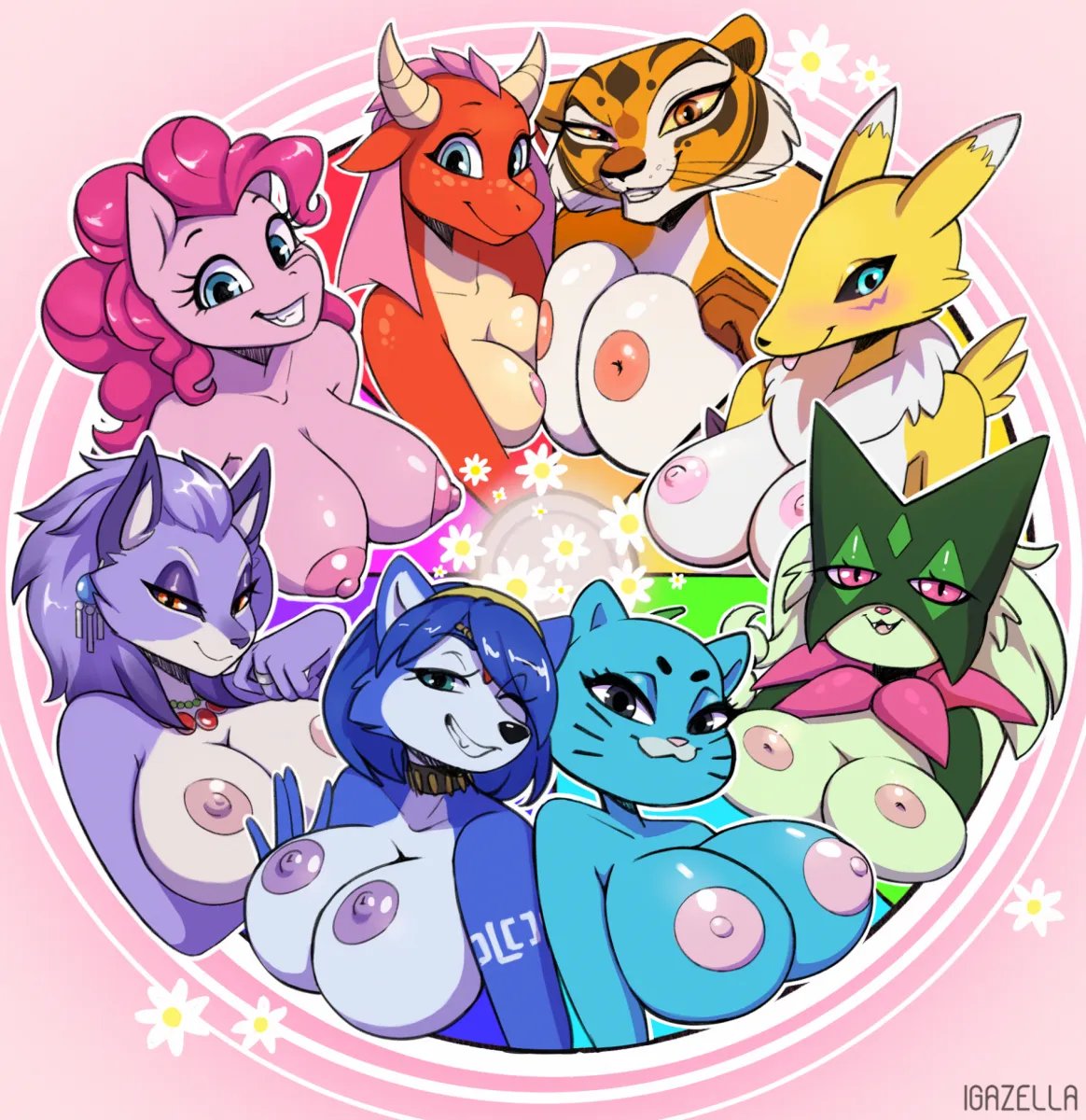 Meowscarada, Renamon by Igazella