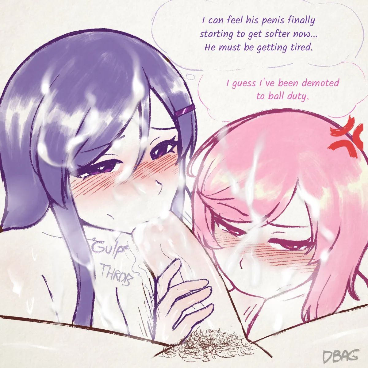 Natsuki (Doki Doki Literature Club), Yuri (Doki Doki Literature Club) by Dbag (Dbagdraws)