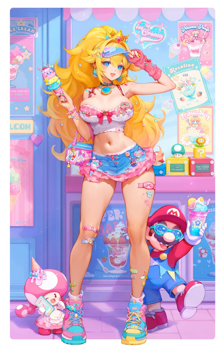 Kirby, Princess Peach by Mushroommirror