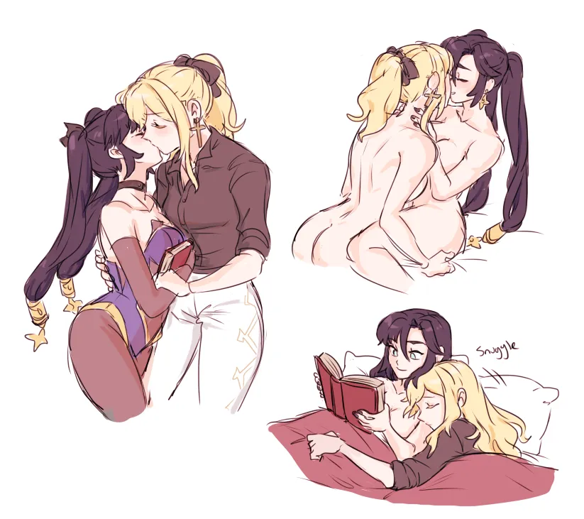 Mona (Genshin Impact), Jean (Genshin Impact) by Dashingicecream