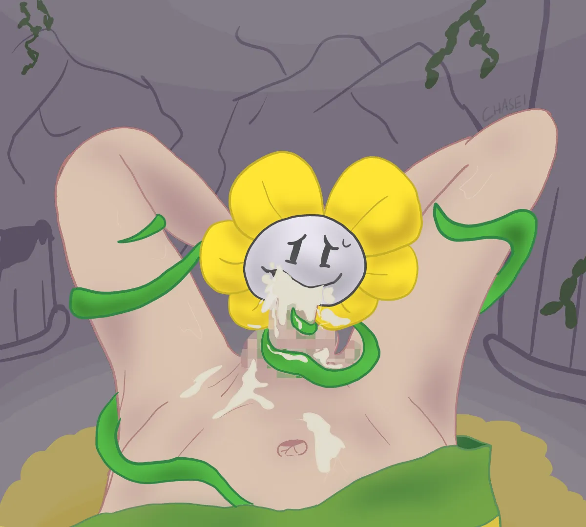 Chara (Undertale), Flowey (Undertale) by Ch4Sei