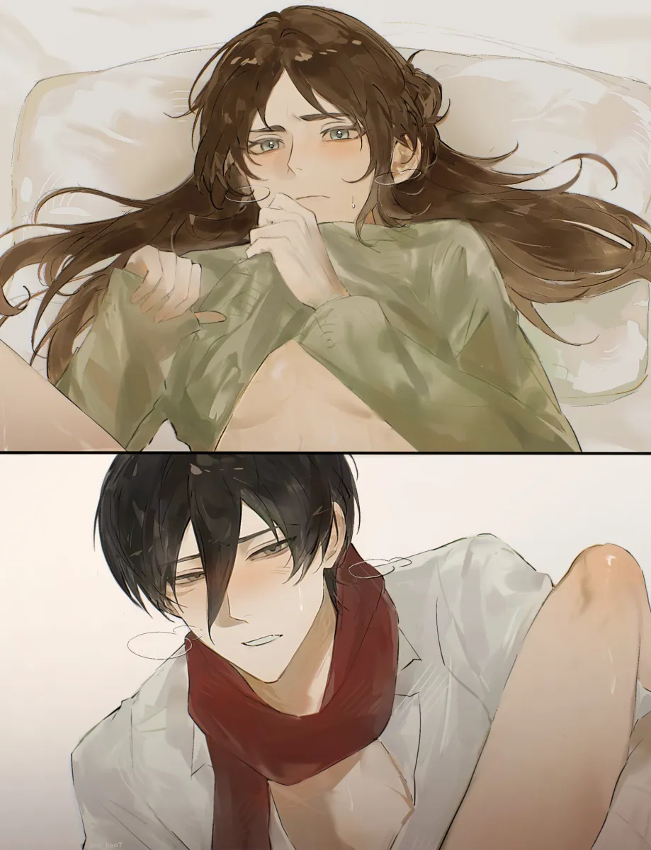 Mikasa Ackerman, Eren Yeager by Rei Owo7