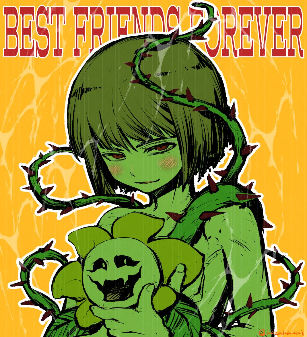 Chara (Undertale), Flowey (Undertale) by Kazaha Kai