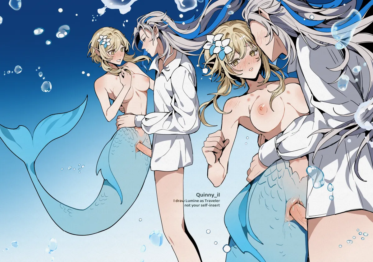 Lumine (Genshin Impact), Neuvillette (Genshin Impact) by Quinny Il