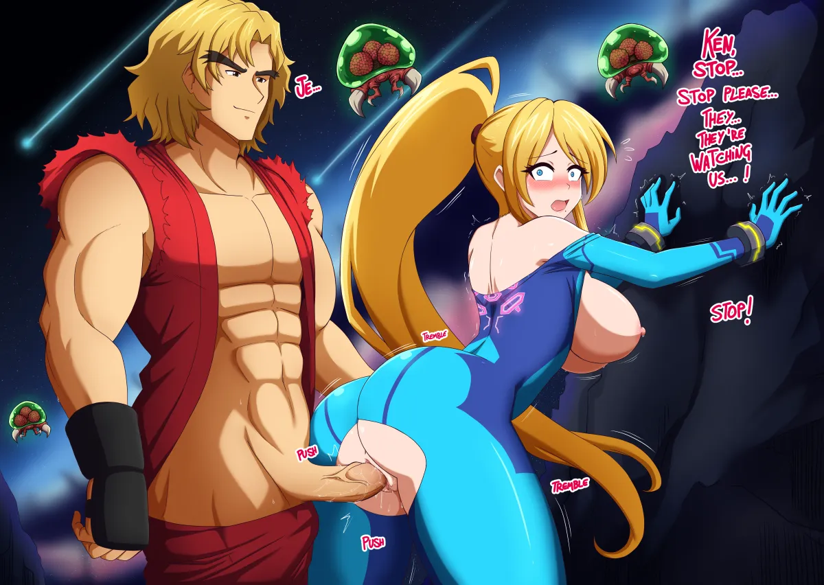Samus Aran, Ken Masters by Kmkz-Art