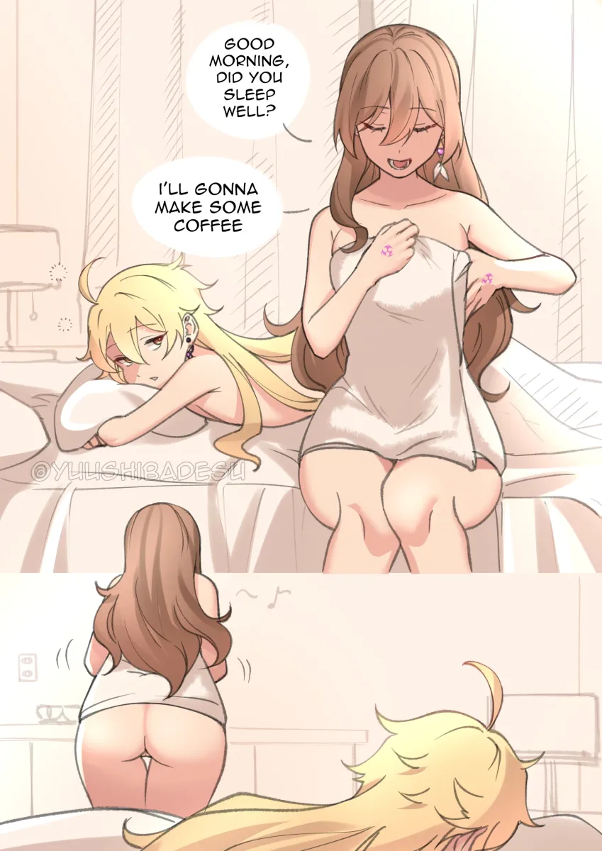 Aether (Genshin Impact), Lisa (Genshin Impact) by Yuushiba