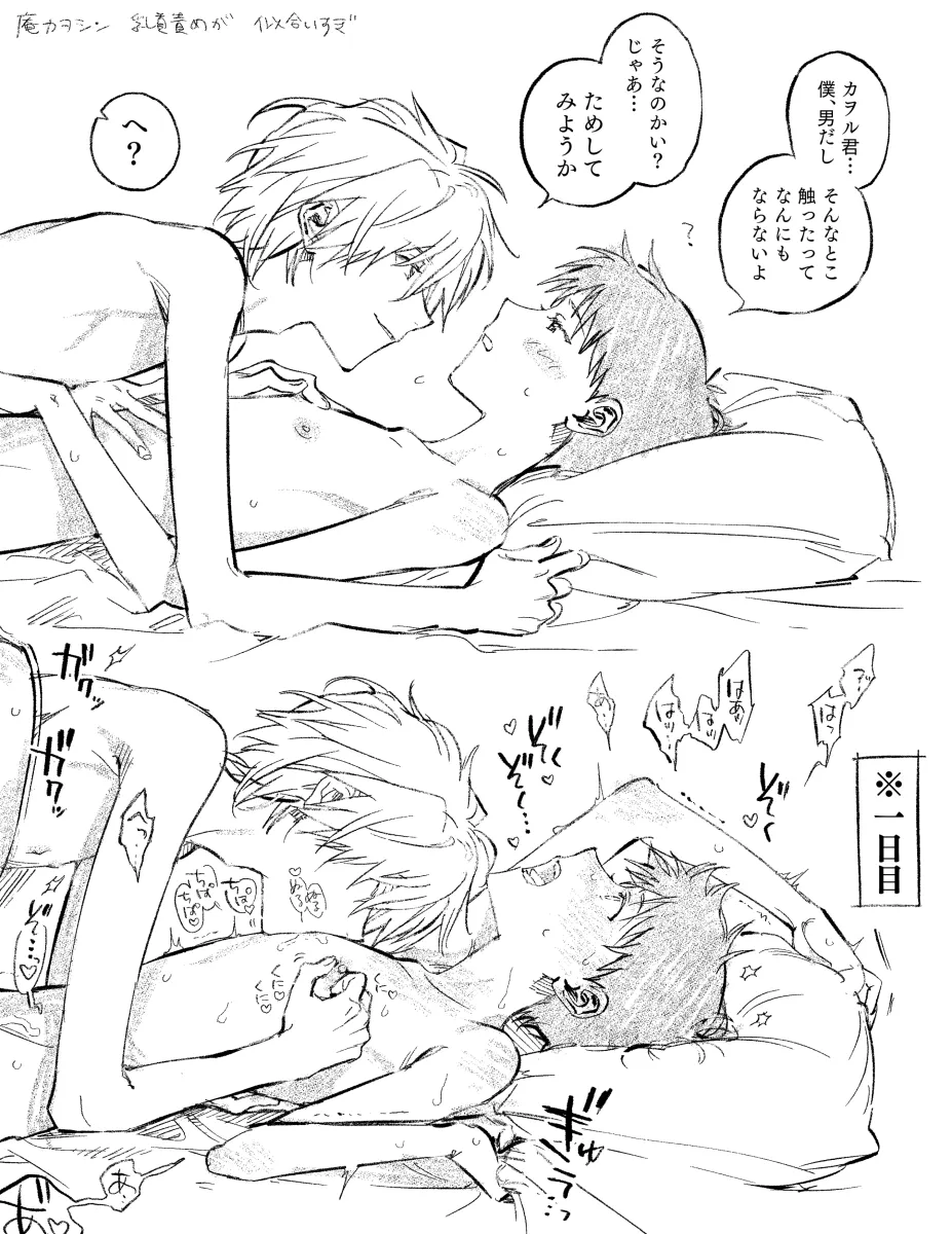 Ikari Shinji, Nagisa Kaworu by Himo (Himodayoo)
