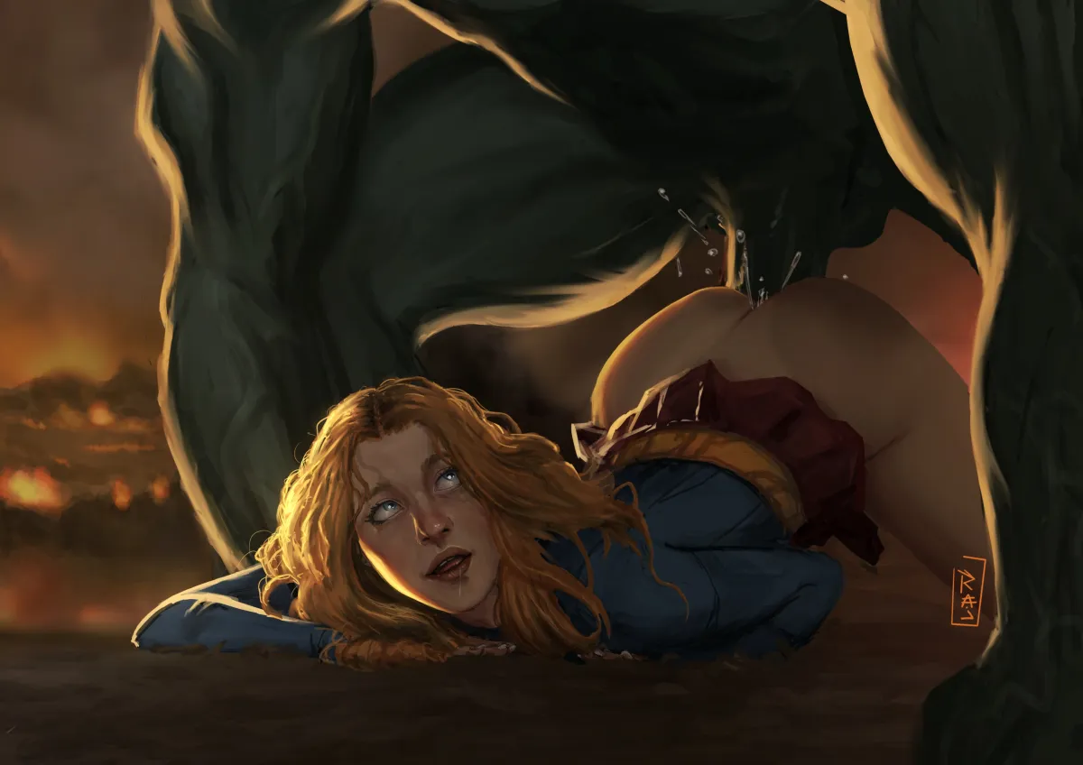 Supergirl, Hulk by Rajdraw