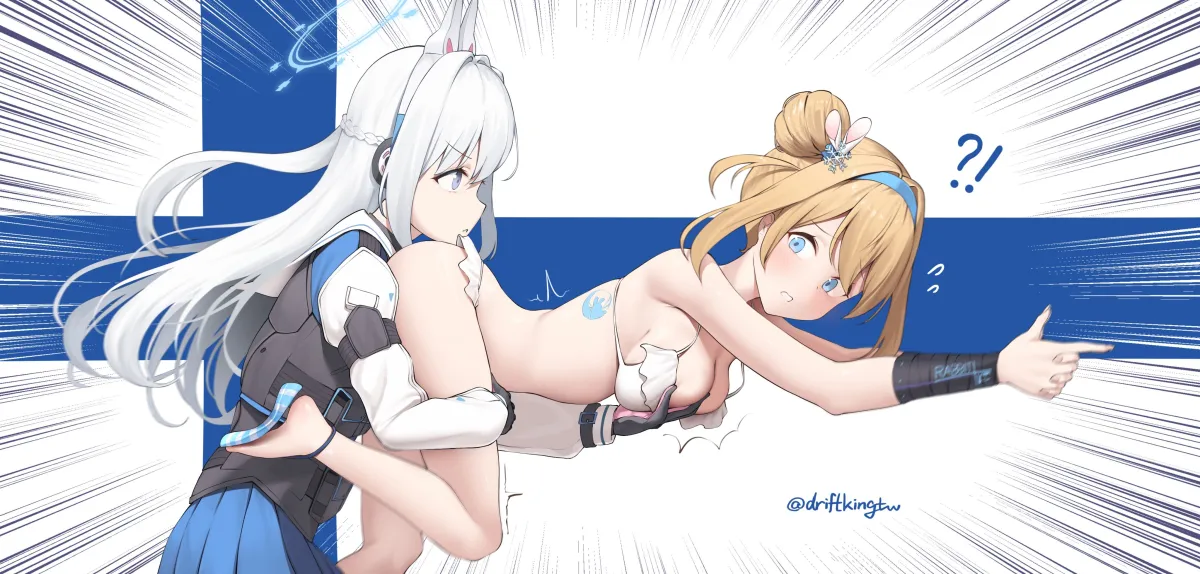 Miyako (Blue Archive), Suomi (Girls' Frontline) by Driftkingtw