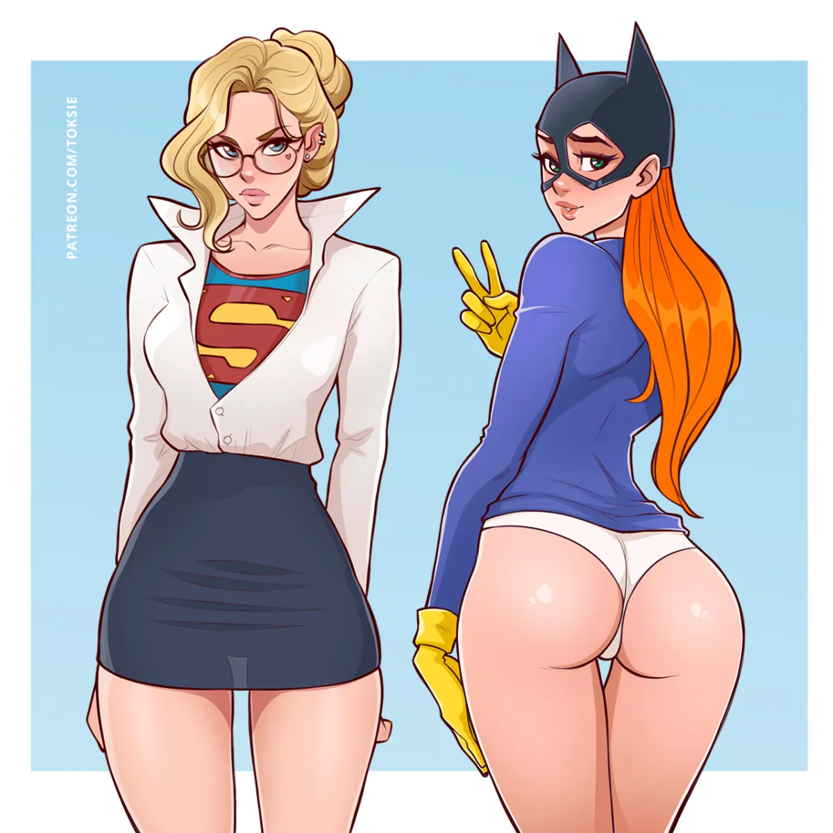 Supergirl, Batgirl by Toksie