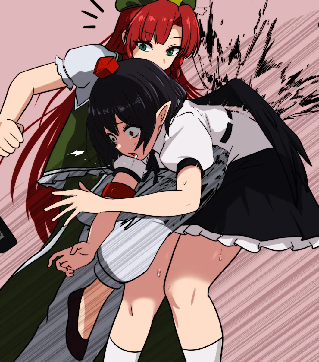 Shameimaru Aya, Hong Meiling by Monadmandara