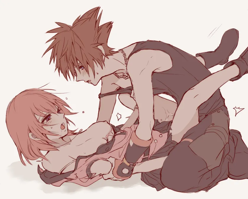 Sora (Kingdom Hearts), Kairi (Kingdom Hearts) by Ramochi (Auti)