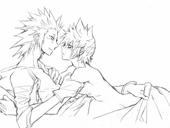 Roxas, Axel (Kingdom Hearts) by Rrr