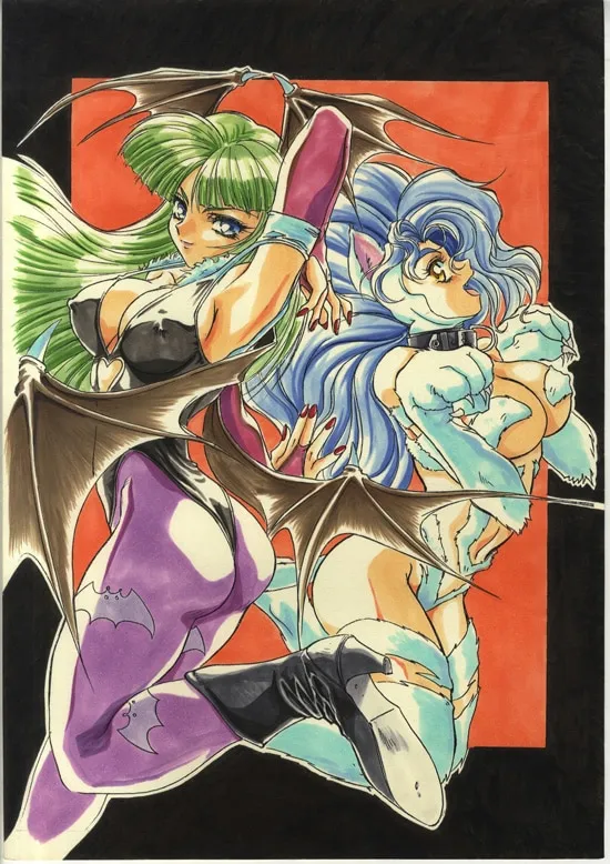 Morrigan Aensland, Felicia (Darkstalkers) by Yokota Mamoru