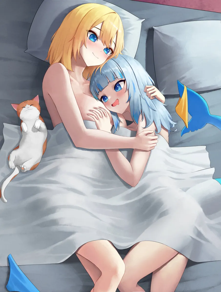 Gawr Gura, Watson Amelia by Kuraodo 0