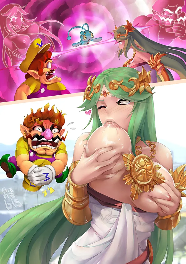 Palutena, Wario by Thanabis