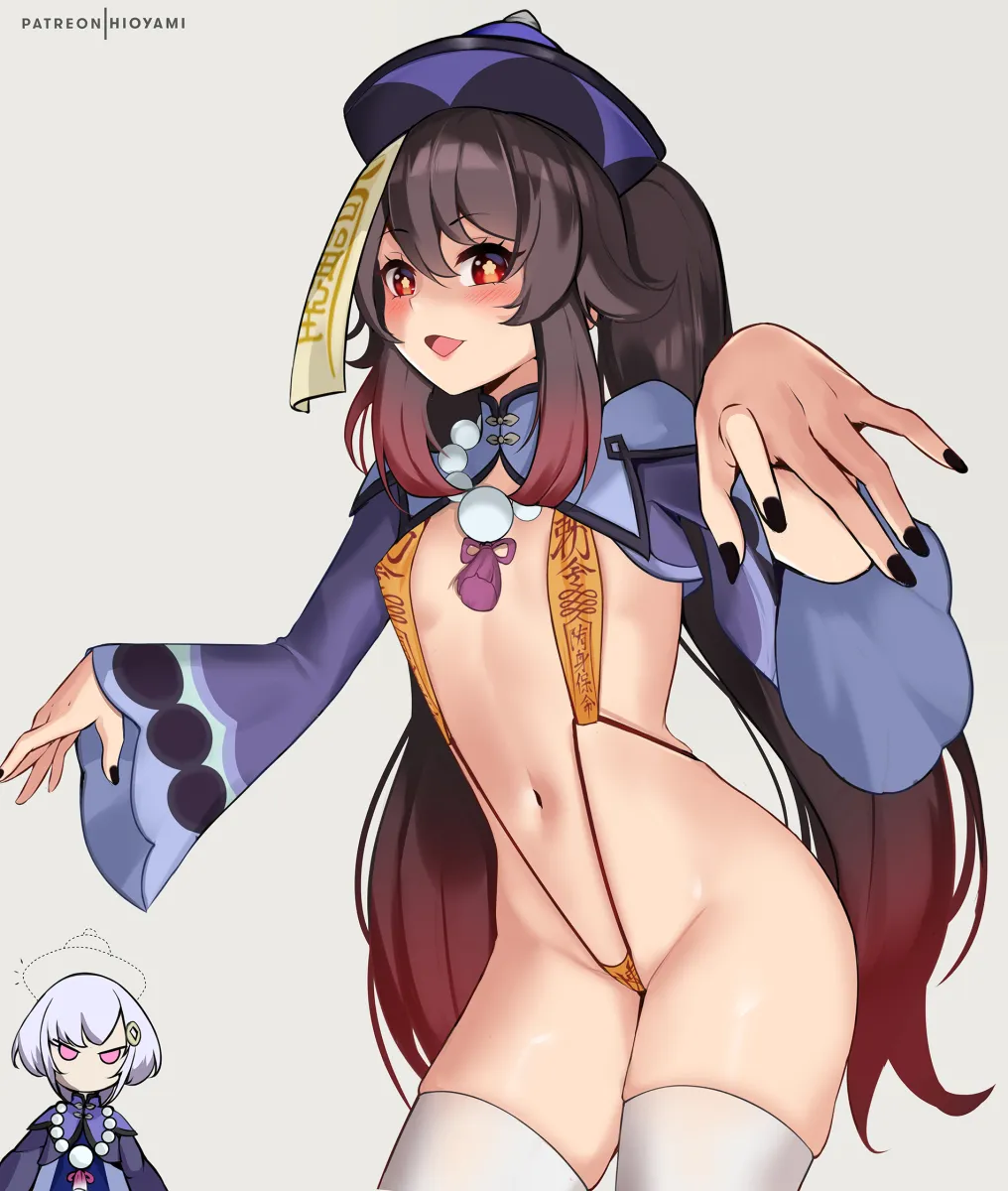 Hu Tao (Genshin Impact), Qiqi (Genshin Impact) by Hioyami