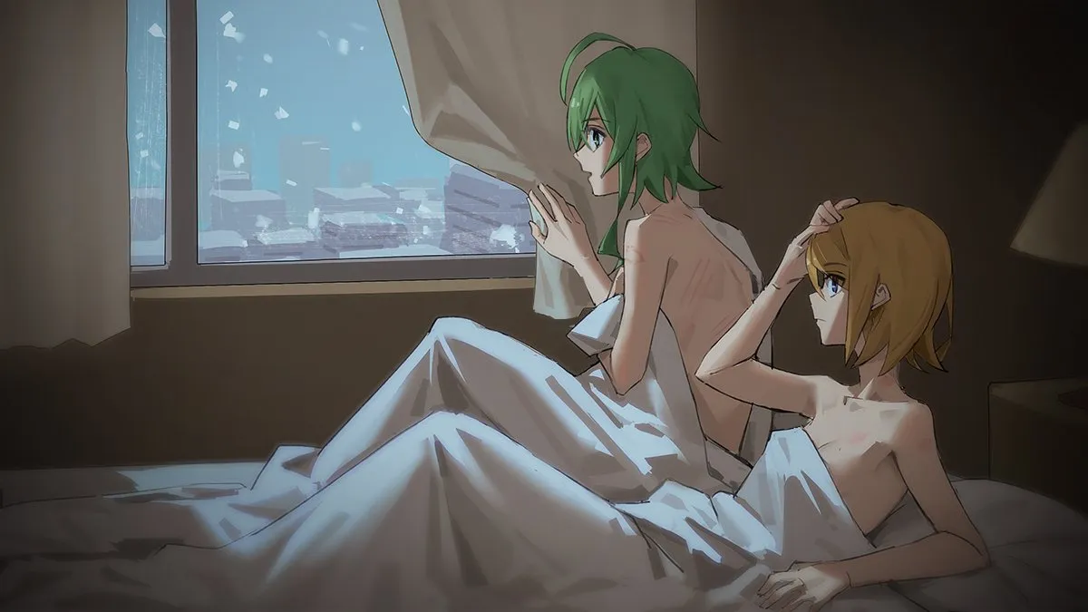 Kagamine Rin, Gumi by Wounds404
