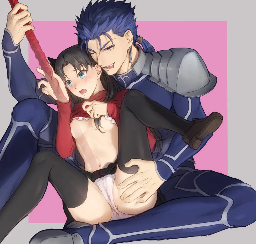 Tohsaka Rin, Cu Chulainn (Fate) by Mondi Hl