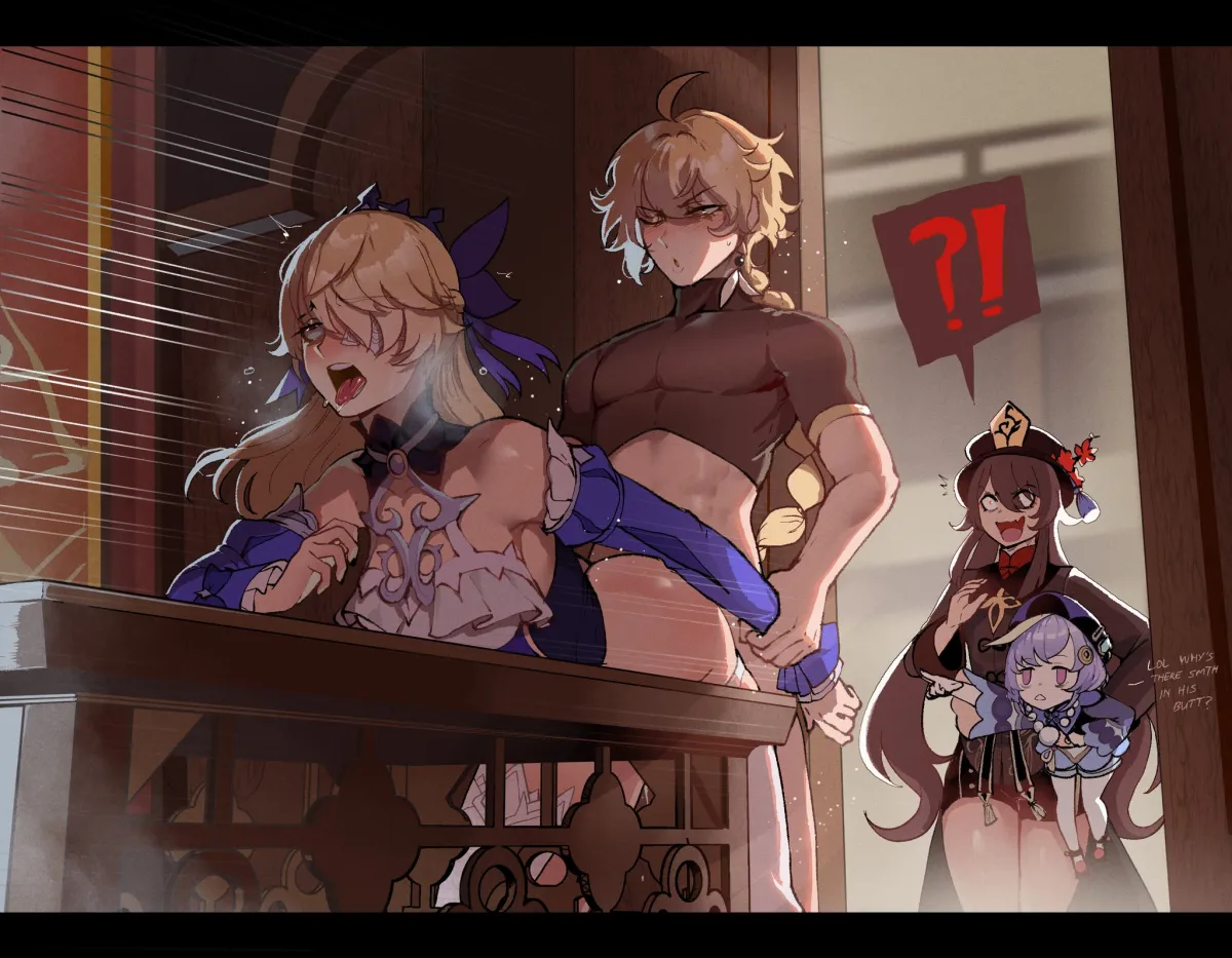 Hu Tao (Genshin Impact), Aether (Genshin Impact) by Nyantcha