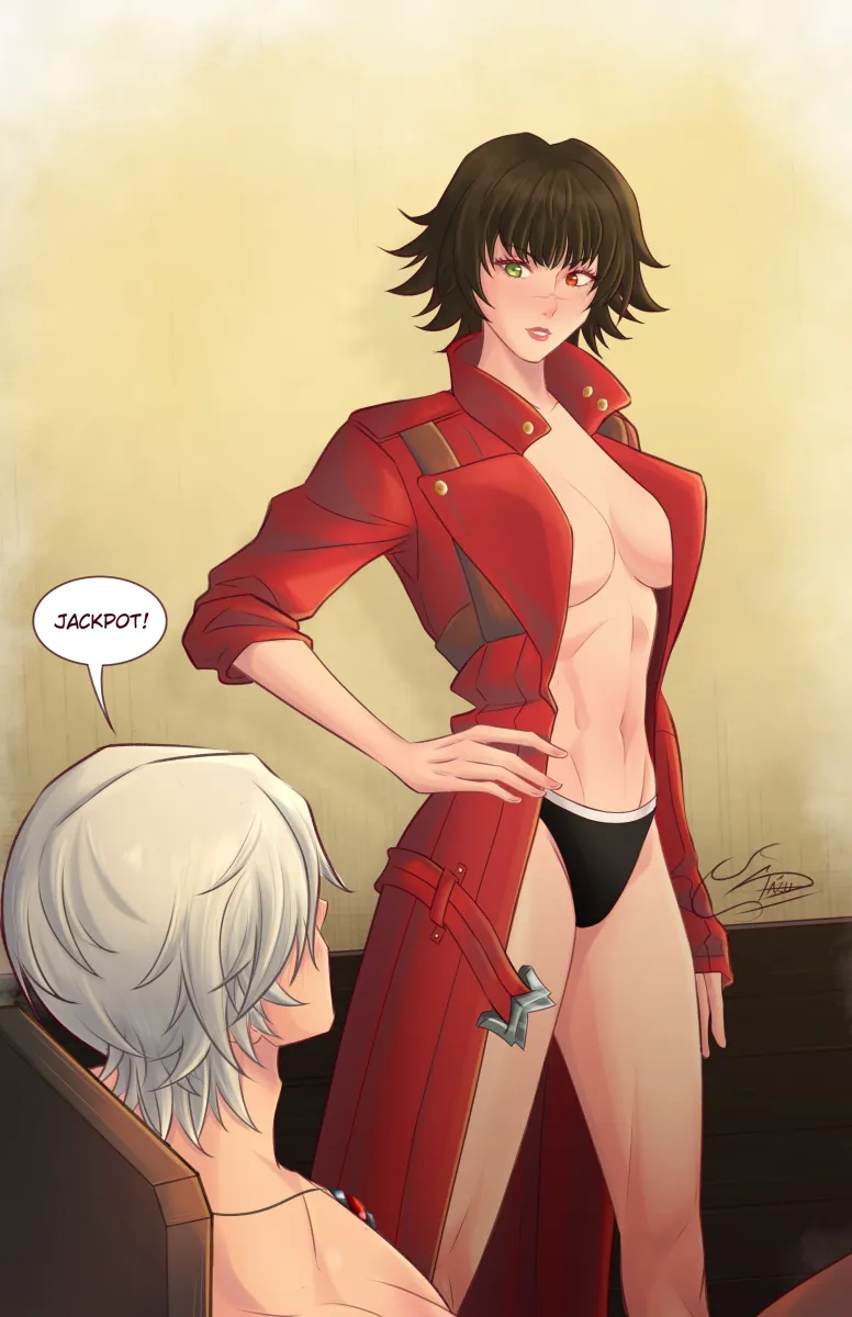 Dante (Devil May Cry), Lady (Devil May Cry) by The Dazu
