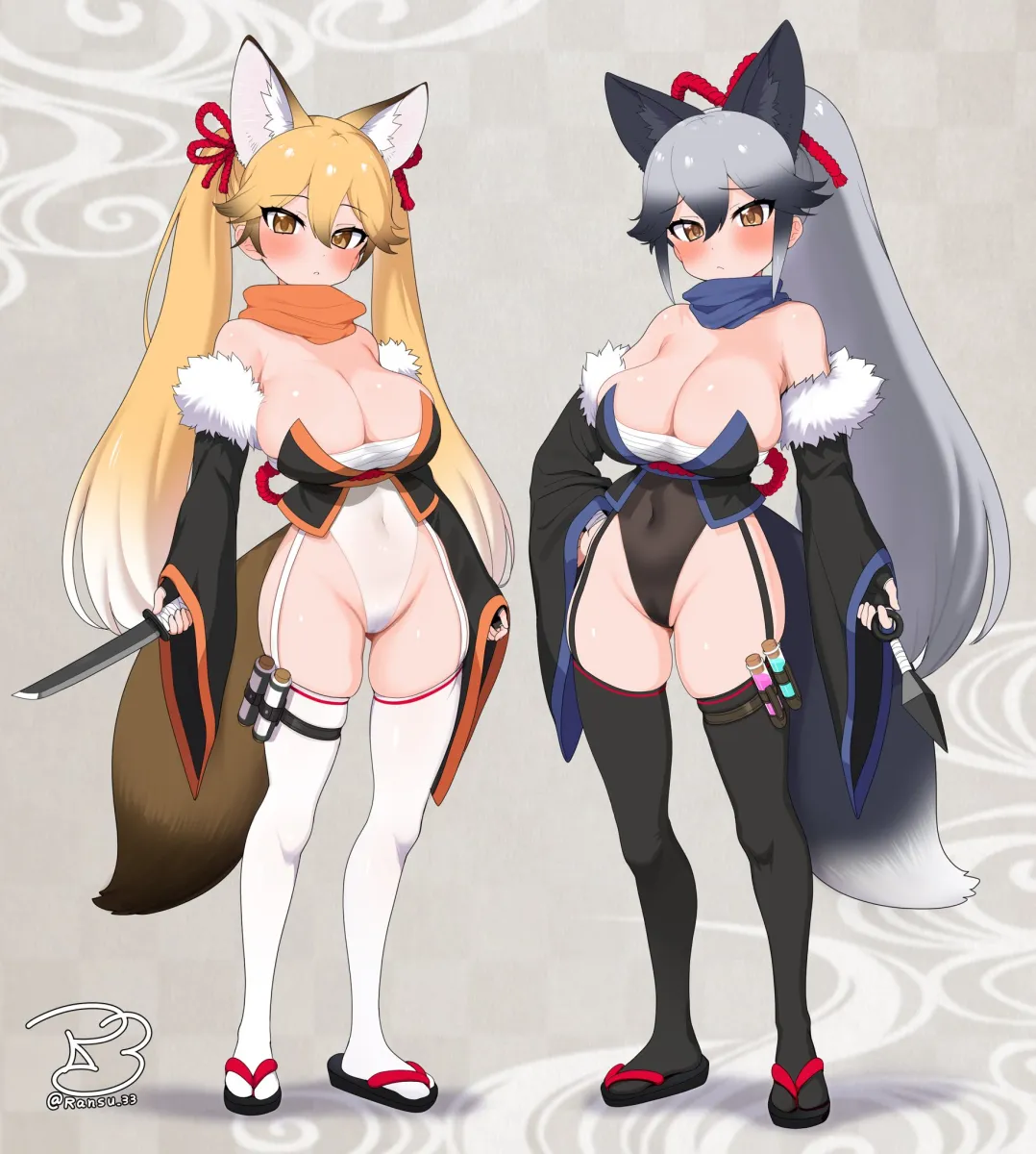 Silver Fox (Kemono Friends), Ezo Red Fox (Kemono Friends) by Ransusan