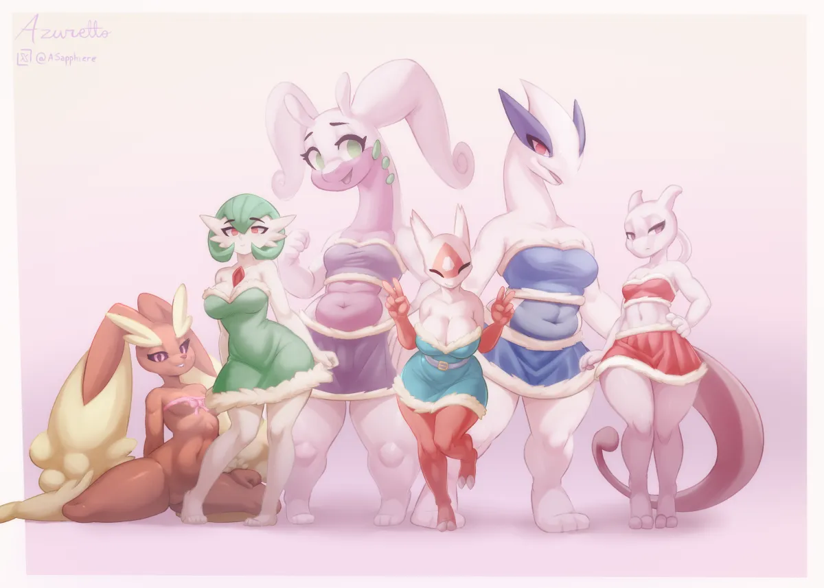 Gardevoir, Lopunny by Azuretto