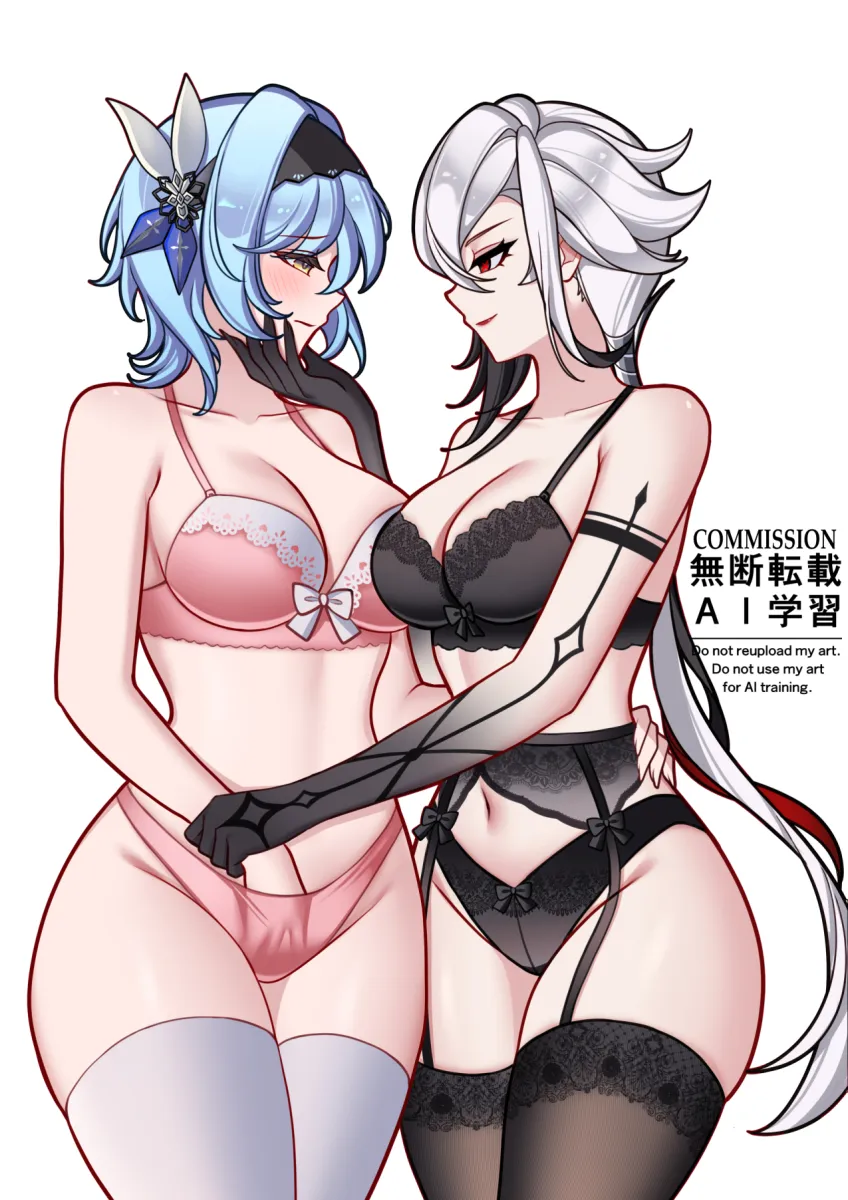 Eula (Genshin Impact), Arlecchino (Genshin Impact) by Charlie Purrito