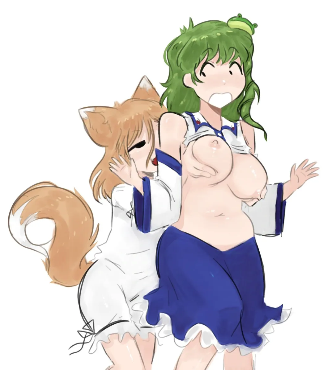 Kochiya Sanae, Kudamaki Tsukasa by Aki Fideo