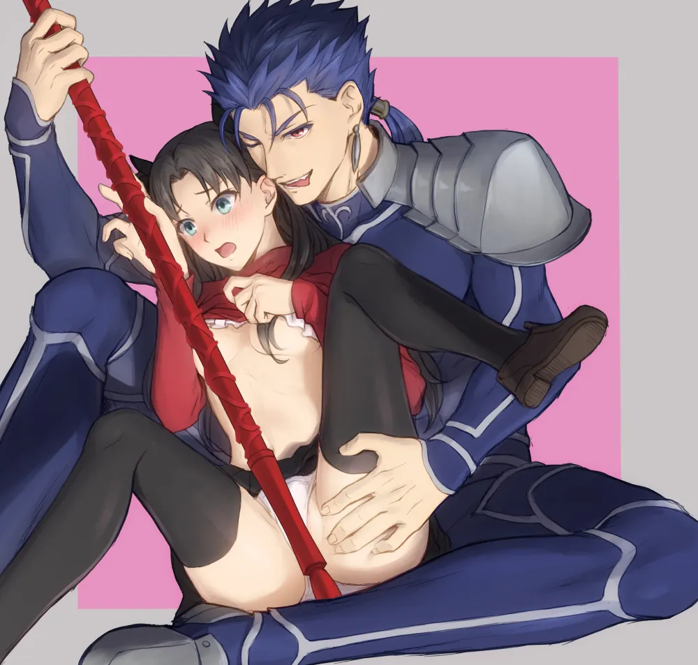 Tohsaka Rin, Cu Chulainn (Fate) by Mondi Hl