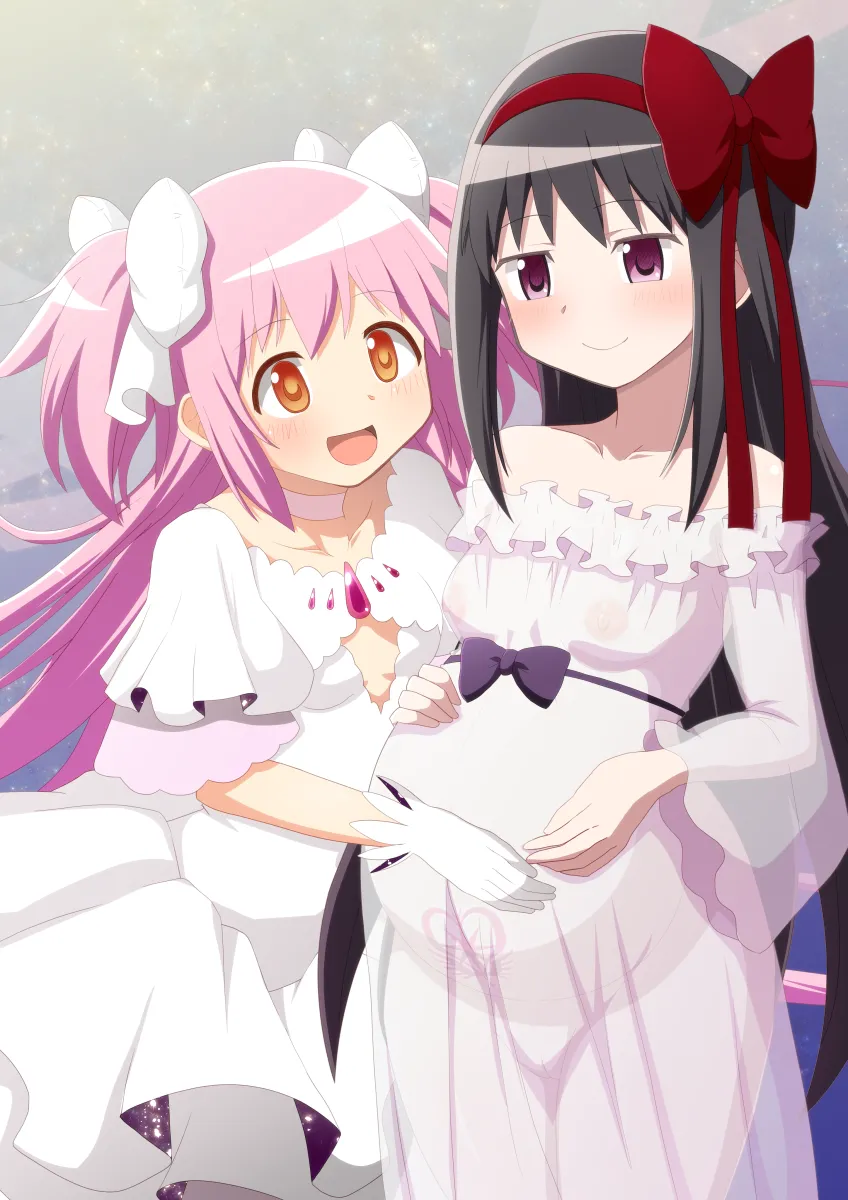 Akemi Homura, Kaname Madoka by Shuruken (Yuumo)