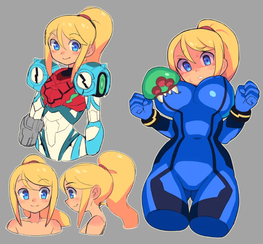 Samus Aran, Metroid (Creature) by Slammo