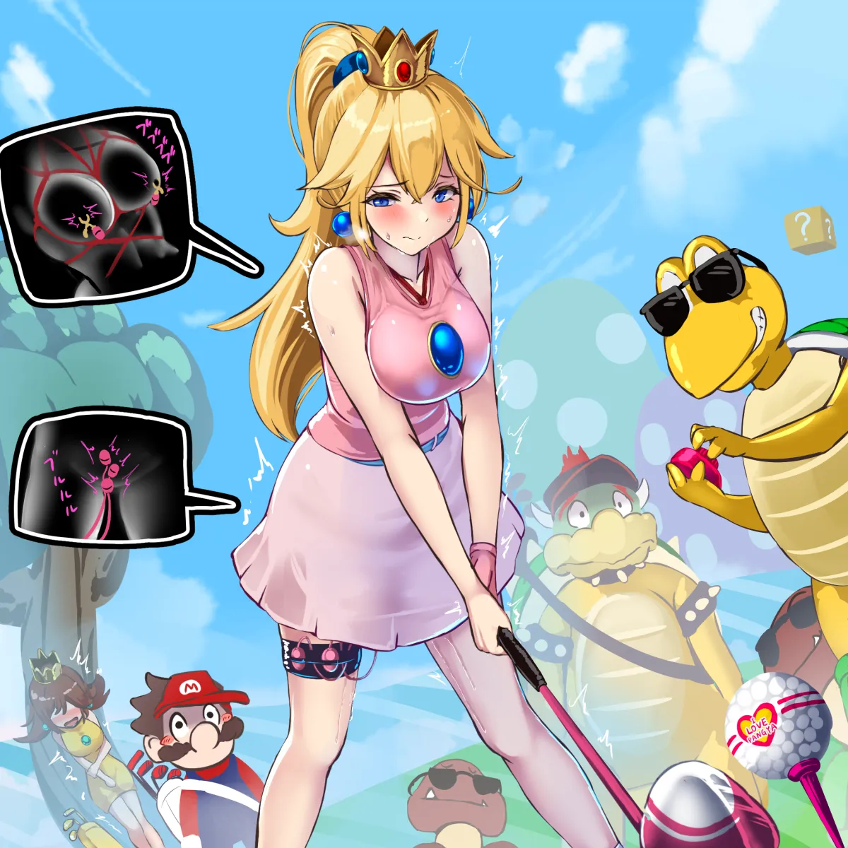 Princess Peach, Mario by Monikano