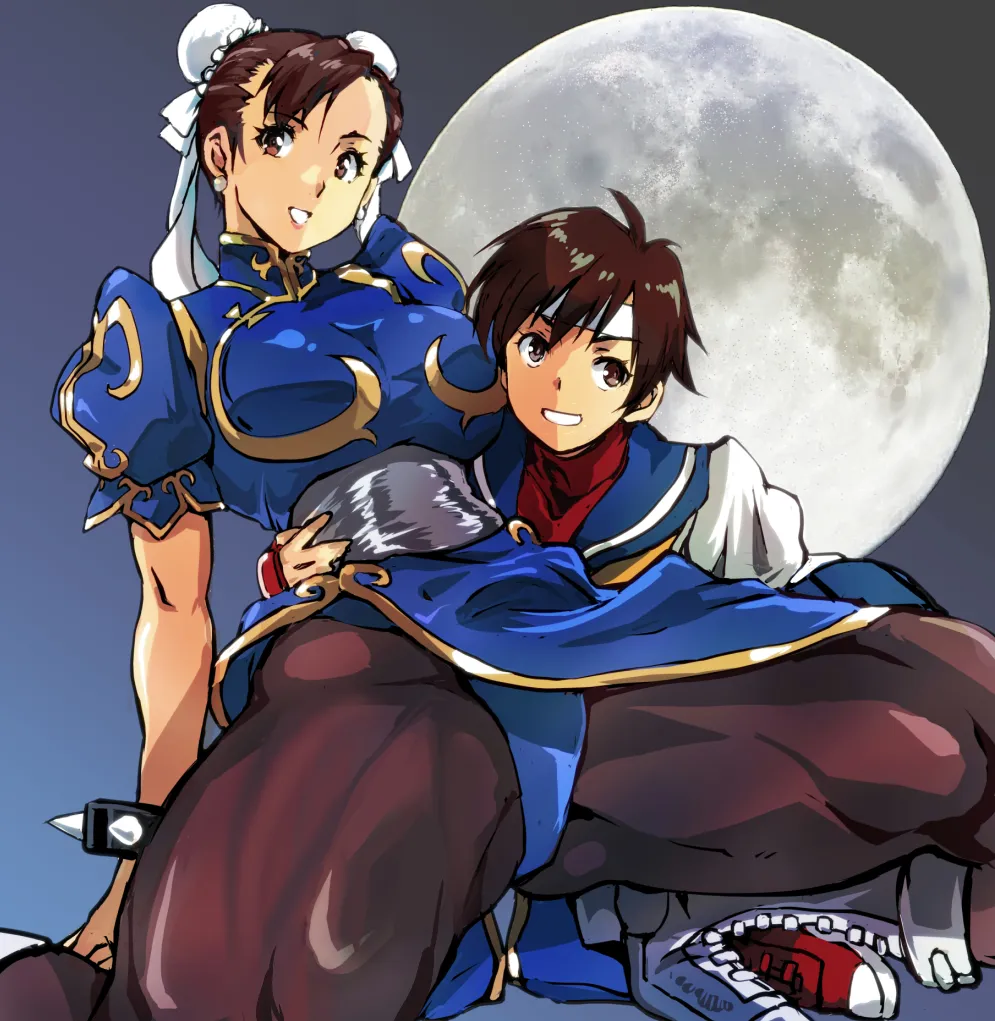 Chun-Li, Kasugano Sakura by Kamisimo 90