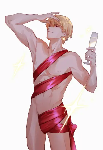 Nude Guy Wrapped In Ribbons Standing (Meme)