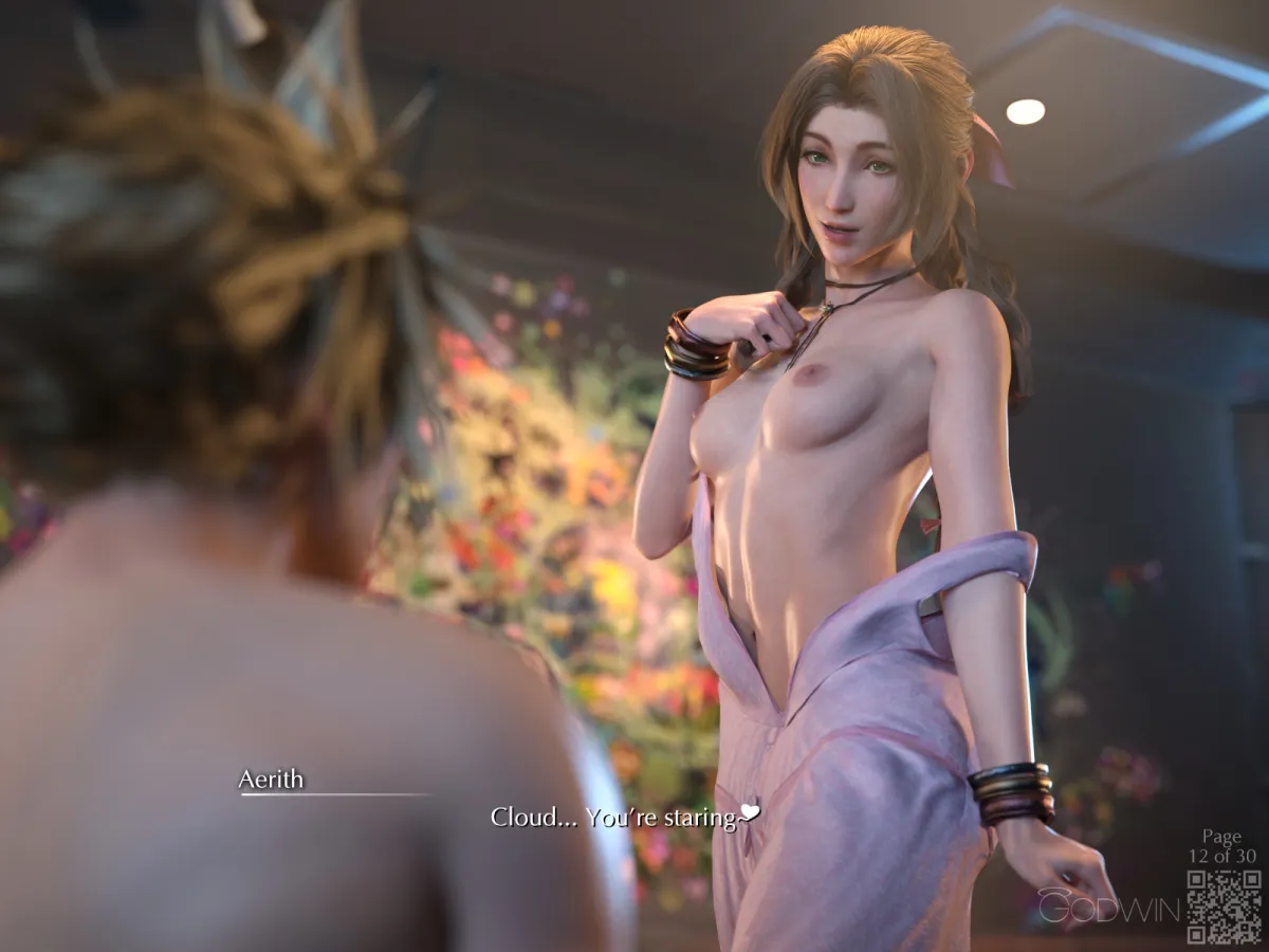 Cloud Strife, Aerith Gainsborough by Godwin3D