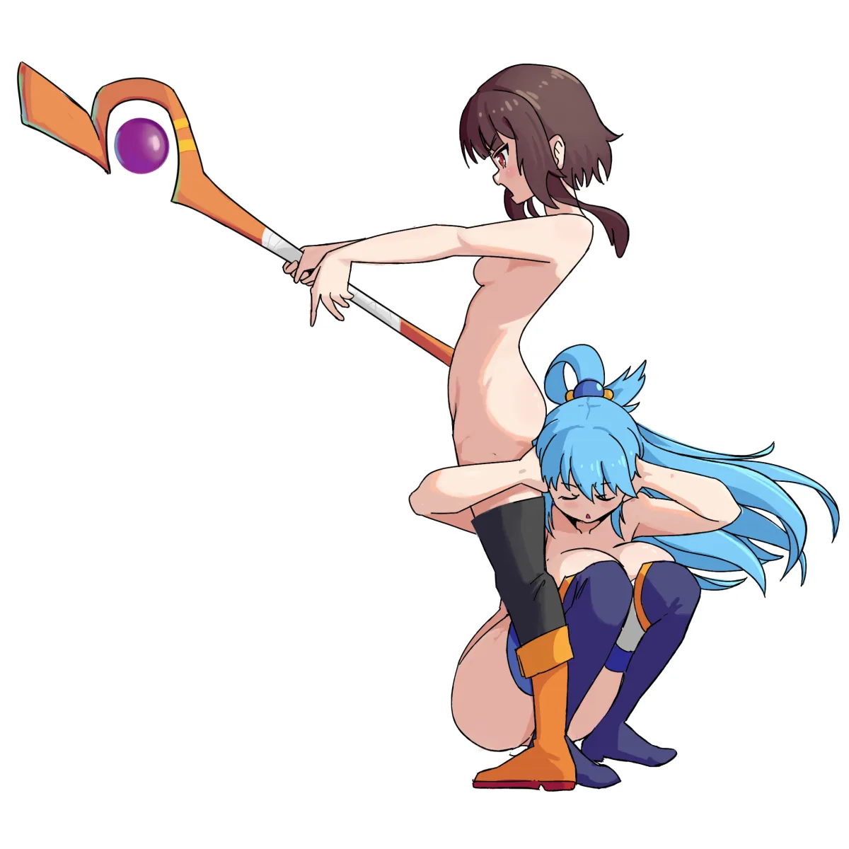 Megumin, Aqua (Konosuba) by Qarimune